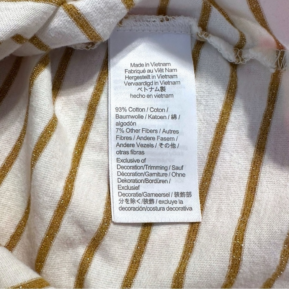 Crewcuts Girls Gold Striped Long Sleeve Top with Plaid Ruffle Neck XS (4-5) - Picture 5 of 6